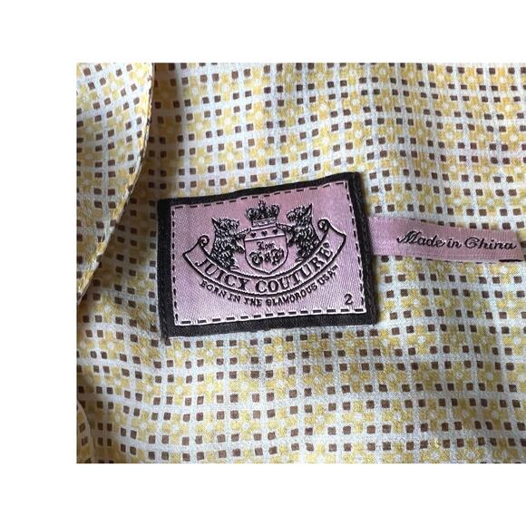 Juicy Couture 100% Silk Sheer Blouse S Bow Tie Neck Cream Gold Y2K Romantic‎ Top - Picture 5 of 6